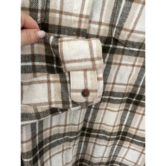 Jenni Kayne Womens Plaid Wool Blend Flannel Shirt Long Sleeve Top Size L Brown - Picture 6 of 11